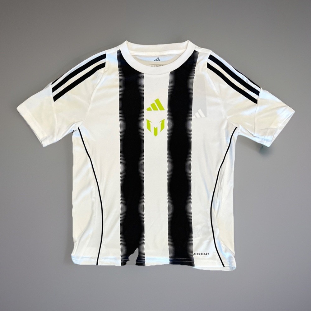 Adidas Messi Training Jersey, Youth Large (13-14) JL7455, White/Carbon, NEW